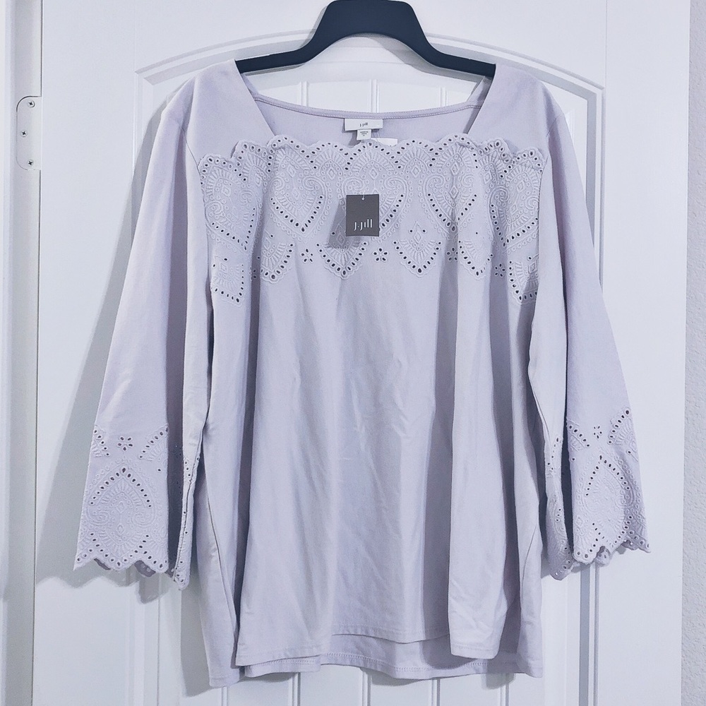 J.Jill Caroline Square Boat Neck Top Lavender Pale Orchid Size S NWT - Picture 4 of 8